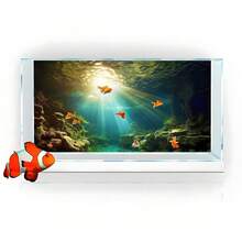 阳光明媚的深潭,鱼缸背景画,水族箱背景贴纸,爬行动物缸背景装饰,两侧嶙峋的峭壁,附着的海藻和苔藓散发出湿润的绿色,光影交错,将家里的鱼缸变成一个微缩的深潭圣地,水族箱背景装饰,适用于水族箱、两栖动物和爬行动物栖息地装饰,鱼缸/水族箱/爬行动物缸配件 - A - 查看 3