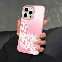 Estuche para teléfono con estampado de leopardo y corazón compatible con  17,  16 Pro Max,  15 Pro Max,  13 y  12, elegante, lindo, resistente al agua, a las caídas, a los arañazos y a las manchas, un regalo considerado para familiares, amigos, amantes, novios, novias y el Día de San Valentín. - Rosa - Ver 4