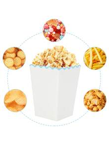 10pcs/30pcs/50pcs Light Blue Popcorn Boxes, Small Light Blue & White Wavy Edge Paper Popcorn Bags Candy Containers, Suitable For Birthday Party, Wedding, Baby Shower, Movie Night Party Favors - Blue Lace - View 6