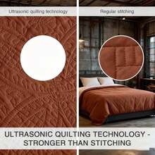 3 Pcs Bed Comforter Set,Queen Comforter Set,Edredones Para Cama Queen Size Quilt Bedding Set,Army Green Cozy Microfiber Quilt,Modern Geometric 3-Piece Set(1 Quilt+2 Pillow Shams) King 104''X96'' Fluffy Skin-Friendly Lightweight Warm Breathable Soft Plush All-Season Quilt For Bedroom Home Living Room Dorm Office Apartment Decor - Orange - View 4