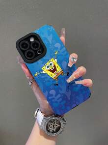 SPONGEBOB 1个时尚卡通个性化深海蓝海绵宝宝竖条纹保护手机壳，适用于三星/苹果17/16/15/14/13/12/11Pro Max/12Pro/14Plus及其他型号 - 彩色 - 查看 2