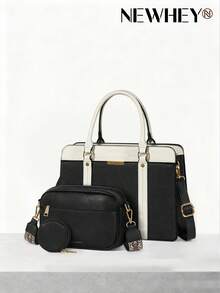 Handtaschen für Damen, 3er-Set mit Schultertasche, Münzbörse, Handtasche aus PU-Leder für Arbeit, Schule, Lässig - Verschiedenfarbig - Übersicht 11