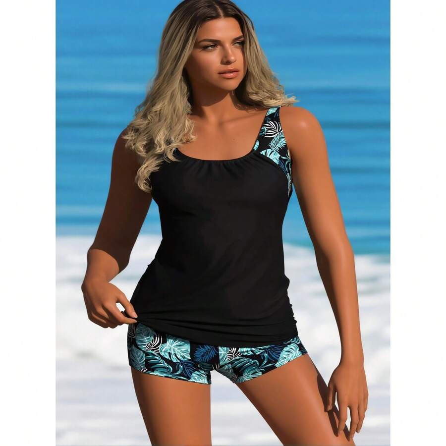 Women's Swimsuit Two Piece - Printed Tankini Set With Shorts - Slimming Bathing Suit - Modest Swimwear For Women - Comfortable Beachwear For Swimming & Vacation - 多色172 - 查看 1