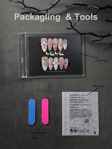 10 Peças Unhas Postiças Amendoa, Base Nude, Ponta Francesa, Branco Rosa, Degradê, Flor 3D, Gota d'Água, Estrela Dourada, Pérola, Conjunto de Unhas Postiças Japonesas de Cobertura Total com Encantos, Suprimentos de Unhas para Mulheres e Meninas, para Festa, Uso Diário, Casamento, Suprimentos de Unhas Doces Feitas à Mão - Rosa Bebê - Visão 7