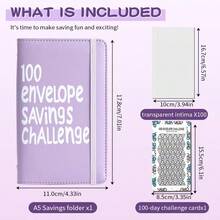 100 Days Money Saving Envelope BudgetStorage Book,Mother's Day,Mom,Mother's Day Gift,Flower,Jewelry,Mother's Day Decorations,Mother's Day Party Supplies,Women,Pink,Gift Set - Mauve Purple - View 2