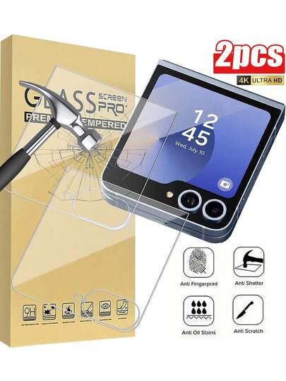 (2 Packs) Screen Protector ForSamsung Galaxy Z Flip 7, A Must-Have For Foldable Phones. Suitable For Everyday Use, Office Work, And Home. Waterproof Tempered Glass, Shockproof, Drop-Proof, Scratch-Resistant, Fingerprint-Resistant, And Provides Full Coverage. Screen Protection Essentials, Applicable To Daily Shield, Office, Home Daily Shield Office Home Phone Screen Protector Phone Accessories Anti-Fall Scratch Resistant