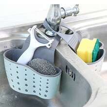 Kitchen Sink Drain Basket Hanging Bag, Faucet Sponge Holder, Vegetable Cleaning Pool, No Drill Storage Hanging Basket - Multicolor - View 10