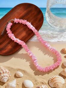 1 Pc Multi-Color Natural Shell Beaded Necklace, Suitable For Women Everyday, Beach, Vacation And Leisure Wear - White - View 6