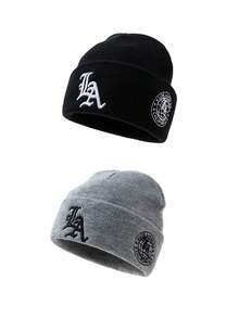 2pcs/3pcs LA Letter 3D Embroidery Beanie Hats, Suitable For Autumn/Winter Daily Wear And Keeping Warm - A - View 21