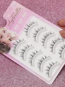 5 Pairs Of Natural False Eyelashes Fluffy And Soft 3D Mink Eyelashes Long Silky Eyelashesdaily Work Meetings Natural False Eyelashes Comfortable To Wear With Eyelashes Hand-Made Wing Elongated Natura Full False Eyelashes Free Eyelash Tweezers And Eyelash Brushes - màu đen - Xem 2