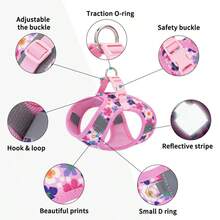 Adjustable Dog Leash And Harness Set, Easy Walk Puppy Safety Strap, Soft Mesh Pet Harness For Small Dogs, No-Pull Adjustable Dog Leash - Multicolor - View 5