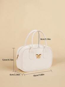 1个温柔少女蝴蝶手提包，新款时尚小方包，简约托特包 - 白色 - 查看 6