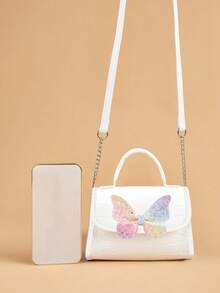 1个儿童可爱蝴蝶结斜挎包，女孩迷你链条单肩包，新款时尚小手提包，适合小女孩 - 蝴蝶結 - 查看 7