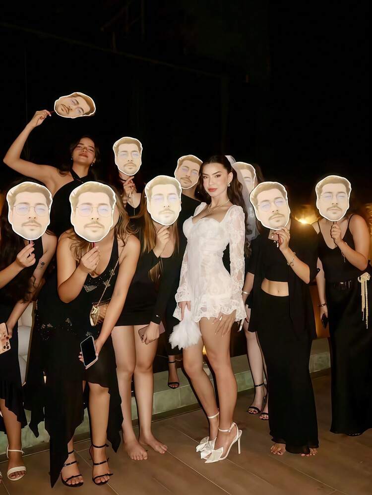 1/5/10/20pcs Custom Big Head Face Cutout On Stick, Personalized Funny Face Fan Props, Upload Your Photo Big Head Cutouts For Wedding Season, Bridal Shower & Bachelorette Party Supplies, Graduation Party & Birthday Celebration Decor, Mother's Day, Father's Day Gift For Friends, Couples & Family, Viral Photo Booth Party Accessories - Multicolor - View 2