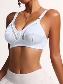 1pc Women's Wireless Breathable Seamless Adjustable Strap Comfortable Leisure Bra - White - View 4