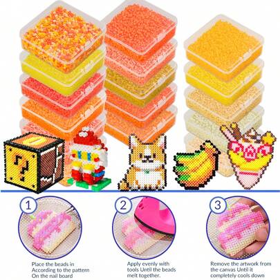 3100pcs 2.6mm Mini Fuse Beads Pixel Art Melting Beads DIY High Quality Handmade Crafts