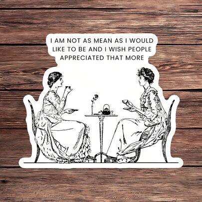 1张“没我想的那么刻薄”贴纸，趣味复古女士笔记本电脑贴纸，讽刺语录乙烯基贴纸，优雅幽默礼物，防水即撕即贴水瓶贴纸