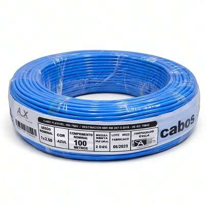 Fio Elétrico Cabo Flexível 2,5mm ou 1,5mm com 50 ou 100 Metros
