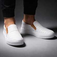 Men's Slip-On Sneakers, Elastic, Easy To Put On, Lightweight, Soft, Comfortable, Immediate Shipping - 白色 - 查看 4
