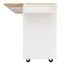 Modern Kitchen Island, Kitchen Cabinet, Sideboard, Serving Cart With Wood Finish, Buffet, Multifunctional Dining Table With Storage, Serving Cart With Shelves And Extendable Cupboards - White - View 5