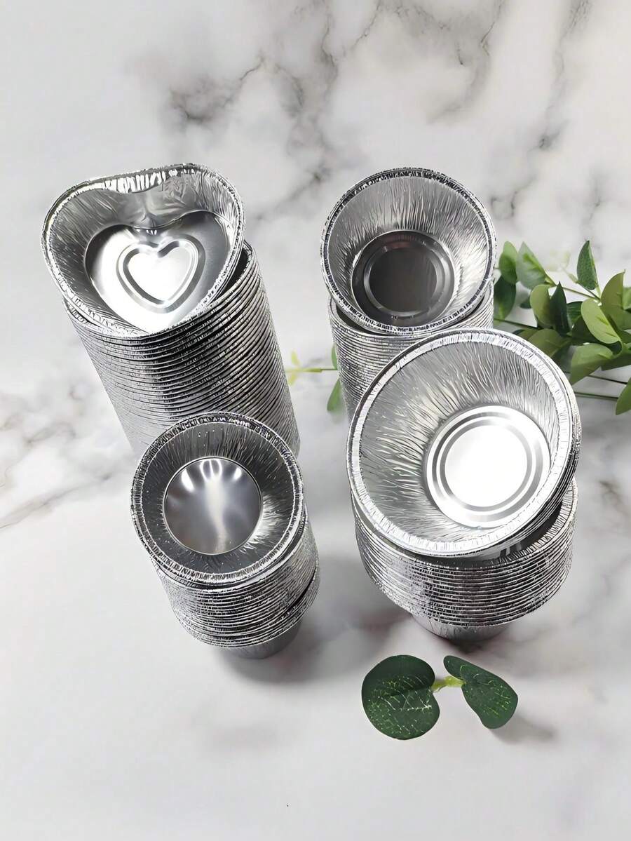 50/100pcs Disposable Aluminum Foil Containers - Household Aluminum Foil Containers Suitable For Baking Eggs And Oysters - Cake Molds, Air Fryer Aluminum Foil Containers - Suitable For Kitchen, Restaurant, School And Bakery. - Multicolor - View 1