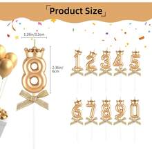 10 Pcs Champagne Gold Birthday Number Candle,Bow And Crown Number 0-9 Glitter Birthday Candles,Hy Birthday Cake Topper Gifts Party Drations For Men Women Wedding,Anniversary Indoor Use Variant 1 - Vàng sâm panh - Xem 2