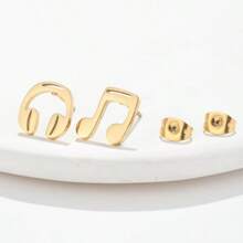 1对不锈钢耳环，可爱松鼠动物吊坠，时尚流行耳环，女士饰品，朋友生日礼物 - 黑色 - 查看 4