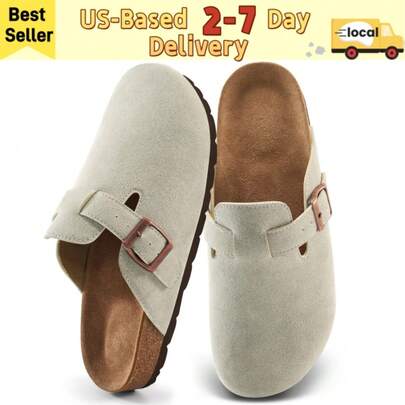 Ecetana Fall Shoes For Women:Women's Grey Suede Clogs Slip On Mules Cork Footbed Potato Shoes Comfort Closed Toe Sandals With Arch Support.Women's Suede Clogs With Buckle Closure And Rubber Sole,Leather Mules Cork Footbed Sandals Potato Shoes With Arch Support,Slide Sandals For Women's.Wide Width Shoes For Women,The Mueller Shoes Are Adjustable And Come With A Flat Bottom, Making Them Easy To Wear And Cool