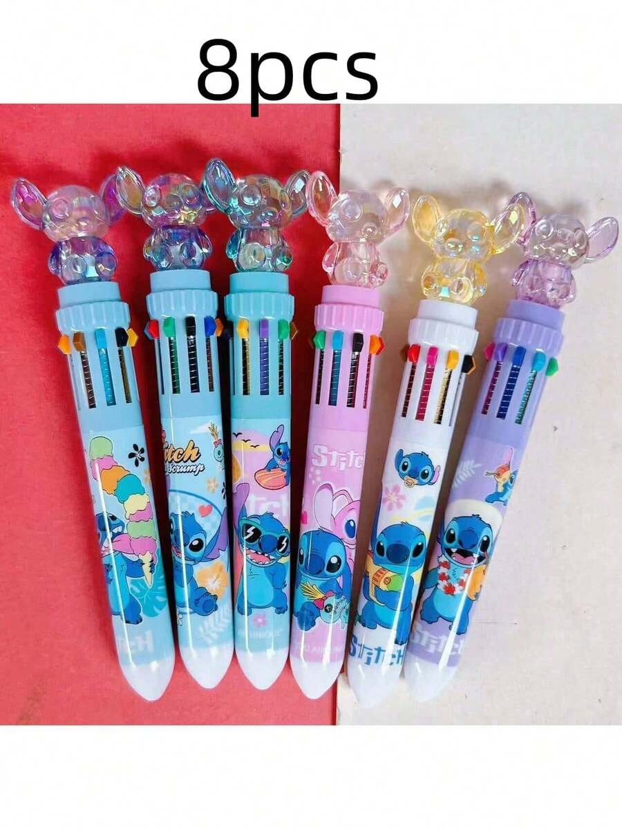 1 pieza/2 piezas/3 piezas/4 piezas/5 piezas/10 piezas Bolígrafos de gel borrables de la serie Disney Stitch, 5 paquetes, bolígrafo de tinta con tema de dibujos animados de 0.5 mm - Bolígrafo de cristal Stitch - Ver 1