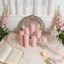 1支粉色条纹圆柱形香氛蜡烛，直径1.97英寸，无烟大豆蜡，适用于家居装饰、节日装饰、婚礼装饰、生日装饰，营造浪漫梦幻的氛围，生日礼物、女士礼物、冬季礼物、结婚礼物、纪念品 - 1PC - 查看 10