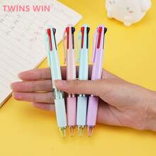4 piezas Bolígrafos retráctiles multicolor, incluyen tinta roja, azul, negra y verde, punta media, escritura suave, Body de plástico ovalado ergonómico, adecuado para estudiantes y uso en oficina - 4 colores/juego - Ver 6