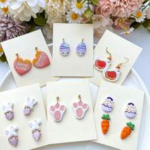 1/4/17Pcs Festive Easter Dessert Polymer Clay Cutters – Bunny Egg Cupcake Shapes, Spring Boho Craft Tools For DIY Earrings, Jewelry Charms & Holiday Party Gifts - White - View 5