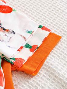 Baby Cute Rabbit & Carrot Print Romper Set - Casual Outdoor Outfit - Multicolor - View 4