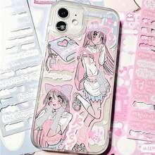 Comic Kawaii Pink Anime Girl Phone Case For Samsung Galaxy S24 S23 S22 S21 S20 S10 Note20 FE Ultra Plus 4G 5G Stylish Cute Clear - QN-247QN24116401 - 查看 1