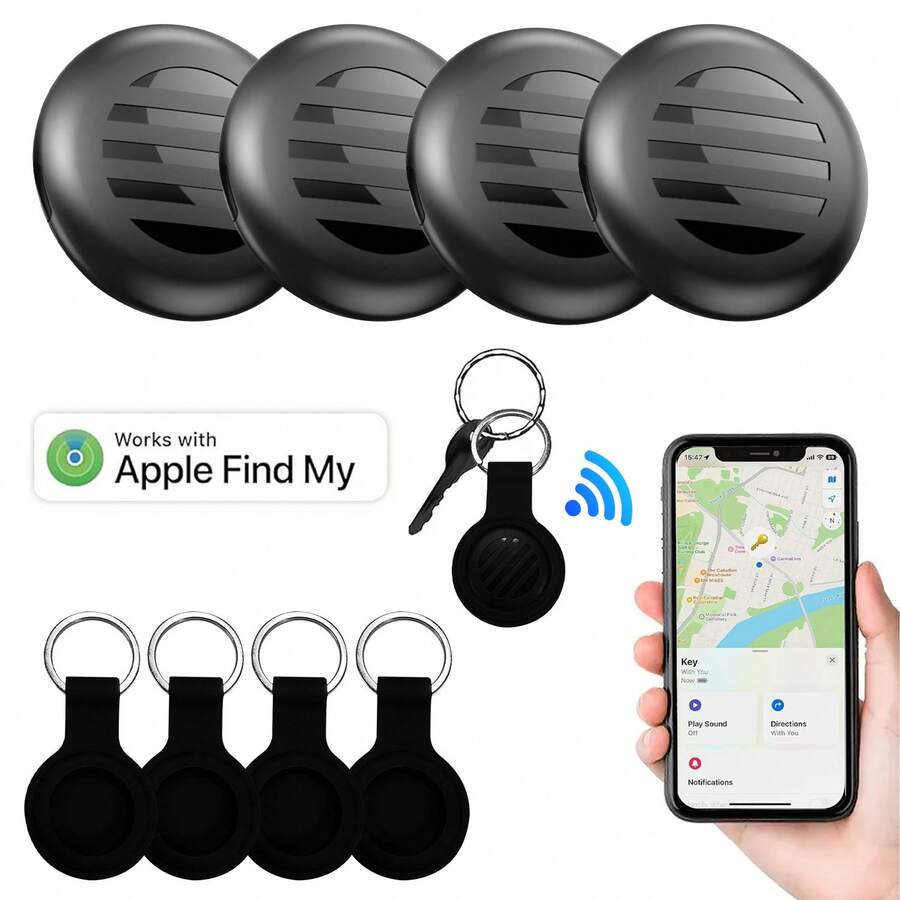 Key Finder Locator Compatible With Apple Find My (IOS Only),1/2/4 Packs, My App (Not Supported By Android System!), Anti-Lost Equipment, Privacy Protection, Suitable For Rooms, Suitcases, Perfect Christmas & Birthday Gifts, (220mAh Battery)