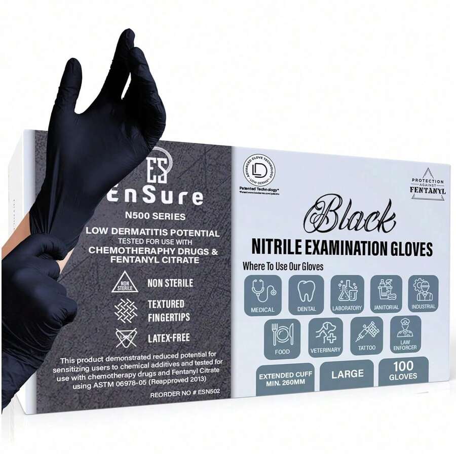 Reusable Nitrile Rubber Gloves Made Of High Elasticity Material, Suitable For Holiday Gifts, Kitchen Washing, Home Cleaning, Latex-Free, Powder-Free, PVC-Free, Stylish Packaging - Black - View 1