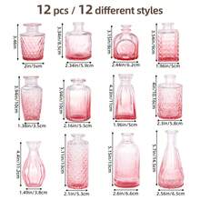 Tomnk 12 Pack Blue/Green/Pink Glass Bud Vase Set, Small Vintage Vases For Centerpieces, Decorative Flower Vases For Wedding Home Table Decor, Mother's Day Decor, Ideal Mother's Day Gift - 12個 - 查看 3