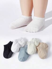 5雙嬰兒素色防滑休閒船襪適用於日常生活 - 彩色 - 查看 9