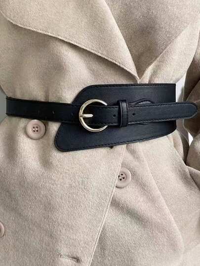 1条女士腰带，夏季新款，可装饰外套、西装，黑色宽皮带，复古时尚百搭束腰带