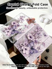 2D Butterfly Pattern Tablet Protective Case, Suitable For 11-Inch Air M3 2025/M2 2024, 5th Gen Air 2022, 11-Inch 2025 (A16), Galaxy Tab, Kindle Paperwhite 12th Gen 2024, Transparent Back, Fashionable Pattern, Auto Sleep/Wake, Shock-Proof, Suitable For Gifts And Office Use - Multicolor - View 5