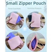 4.5 X 6.5 Clutch Stadium Approved, Leather Coin Purse For Women Wristlet Money Pouches For Cash Car Change With Zipper Lipstick Holder, Extra Small Makeup Bag For Purse Organizer Insert, Pink - 粉紅色的 - 查看 6