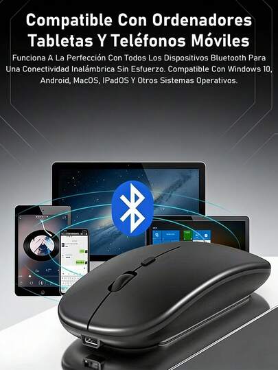 Ratón inalámbrico Ratón inalámbrico recargable para juegos en portátiles, silencio, oficina, monomodo, Bluetooth