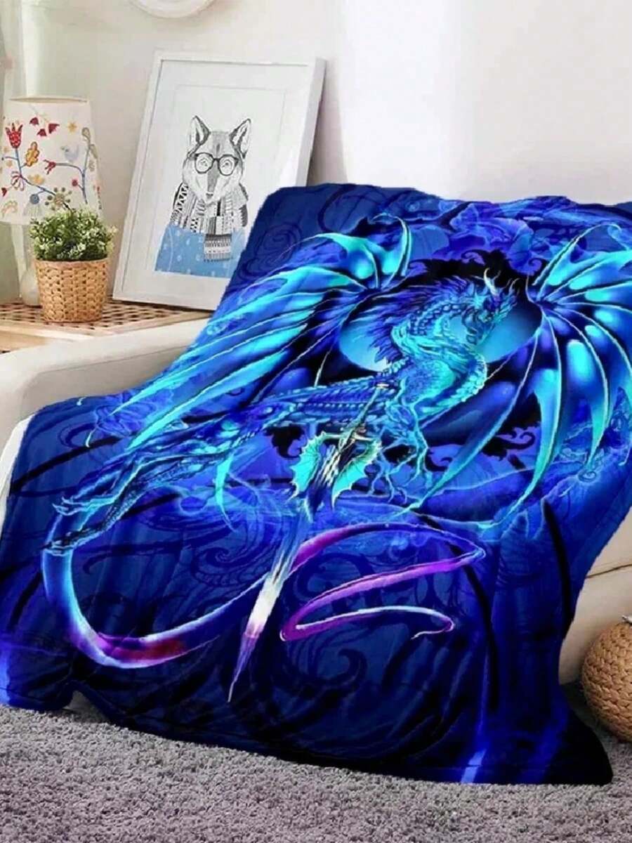 3D Print Dragon Yin And Yang Flannel Throw Blanket For Teens Gifts Soft Lightweight For Sofa Bed Couch King Size Bedspread6.Jpg - White - View 1