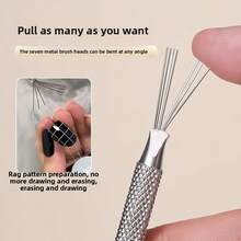 Seven-Needle Pen Multi-Functional Nail Art Bratti Texture Brush, Wire-Drawing, Line-Drawing, Dot-Painting Pen, Professional Tools For Nail Salons - Multicolor - View 8