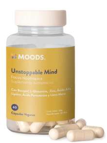 Moods | Nootropico para la Mente con Melena de León, Bacopin, L-Glutamina, Ácido Alfa Lipoico y Zinc - Suplemento natural para Concentracion, Memoria y Agilidad Mental - 60 Cápsulas Veganas - Unstoppable Mind - Mostaza Amarilla - Ver 4