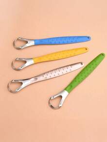 5Pcs Piercing Adult Tongue Scraper Stainless Steel Double-Sided Tongue Cleaner Reduce Bad Breath Metal Tongue Cleaner Freshen Breath Unisex Oral Care - Multicolor - View 3