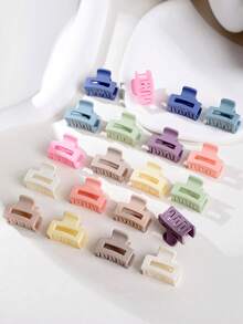 20pcs Cute Morant Color Cartoon Square Hair Clips, Casual Everyday Use For Girls, Random Colors - Multicolor - View 7