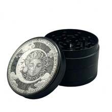 1pc Black & White Sun & Moon Pattern Engraved 4-Layer Spice, Herb, Vanilla Grinder - Multicolor - View 11