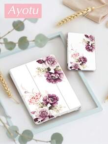 Ayotu 1pc Purple Flowers, Flower Prints Tablet Case & Kindle E-Book Case Compatible With IPad 10th Generation, IPad 11/Air 4th/Air 7th/9.7 Inches, Compatible With Samsung Galaxy Tab A9 Plus, Kindle (11th Generation-2024 Release)(6 Inch), Kindle Paperwhite 12th Gen 2024, Great Holiday Gift, Stylish And Simple Pattern. - Multicolor - View 3