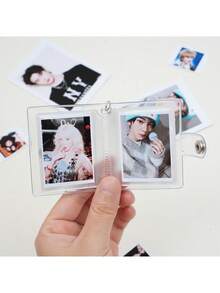 1/3pcs-Mini Bright White Photo Album Keychains, 16-Slot 1-Inch Pocket-Style ID Photo Album, Simple And Elegant Portable Student Photo Album, Celebrity Photo Album - Multicolor - View 5